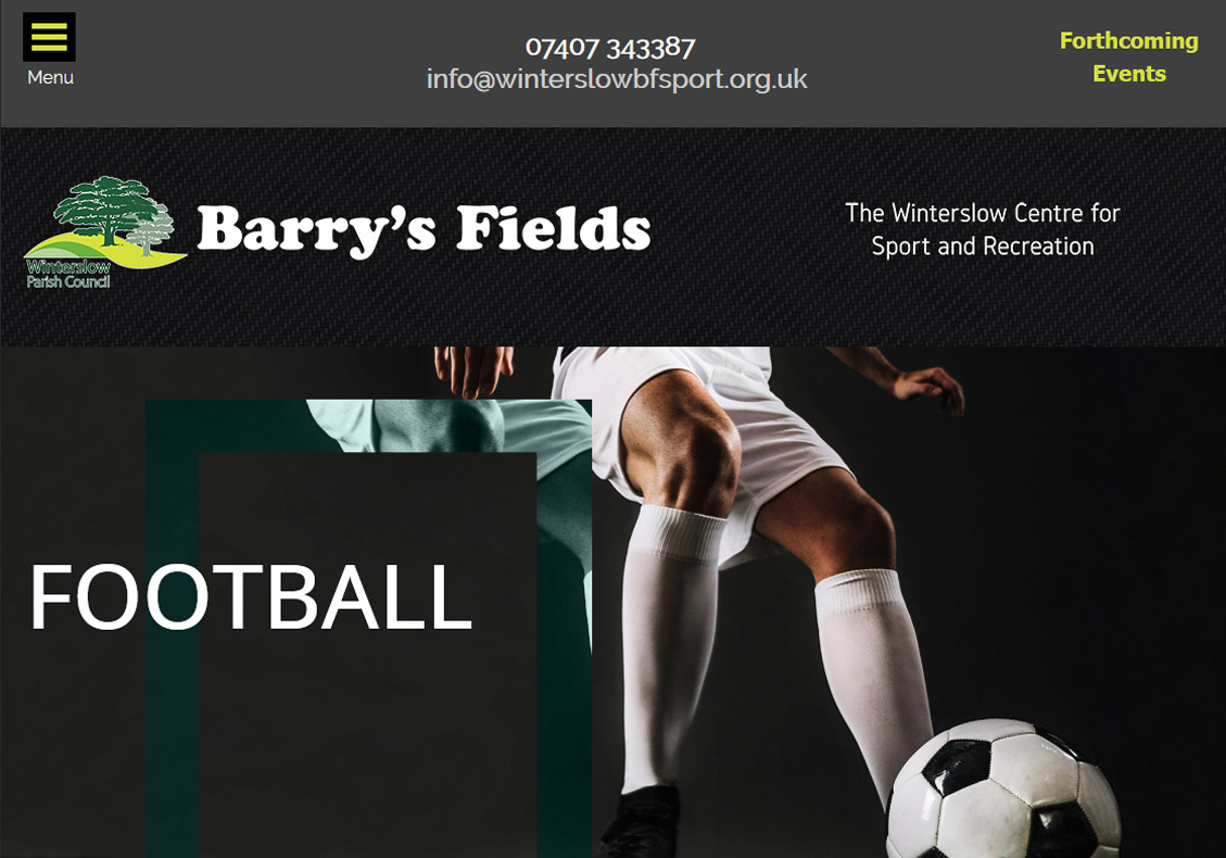 Barrys Fields Sports website from Ringstones Media